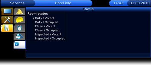 IPTV middleware: room status change for housekeeping